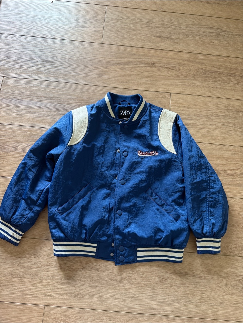 ZARA Navy and Cream Baseball  Bomber Jacket- Boys 8/9